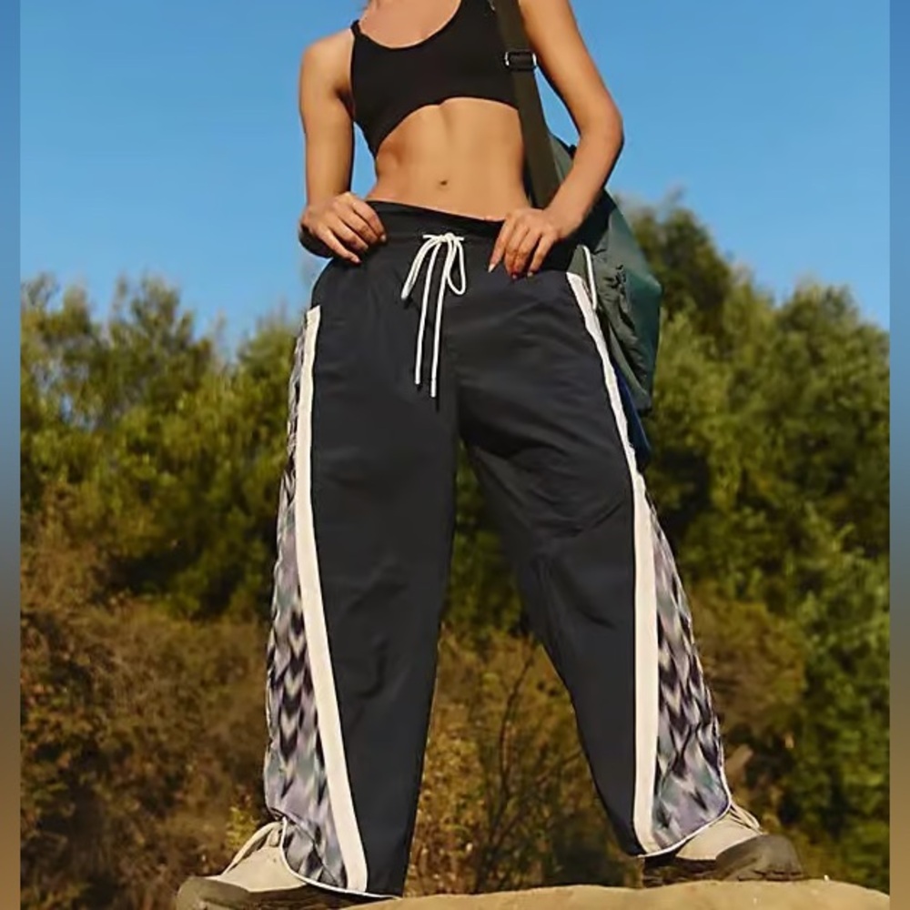 FP Movement by Free People Black Track Joggers with Chevron Side Panels